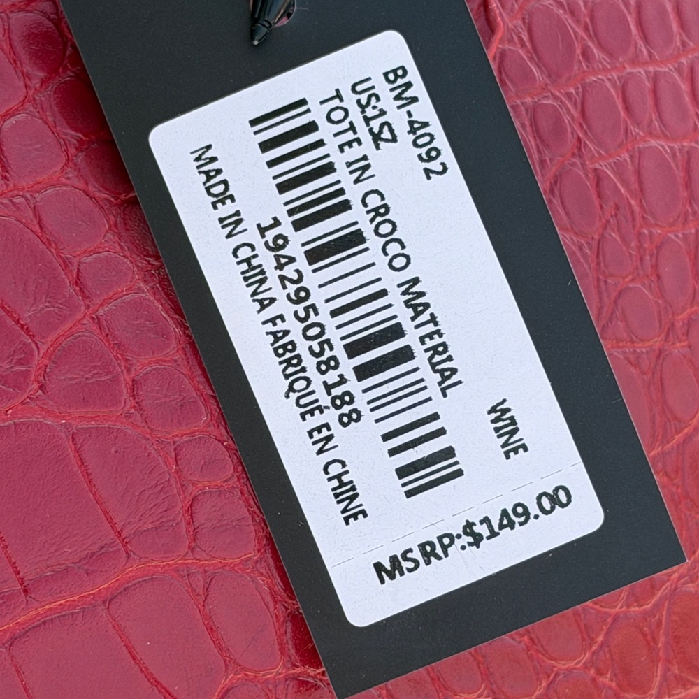 BADGLEY MISCHKA STUDIO Wine Crocodile-Embossed Shoulder Tote Bag - Picture 5 of 13
